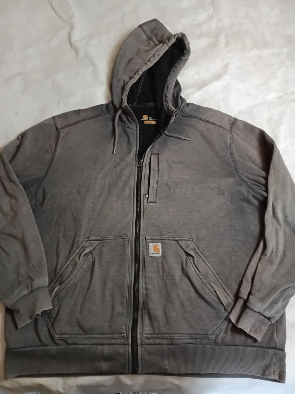 Carhartt Wind Fighter Zip Front Hooded Sweatshirt Mens XL Gray 101759